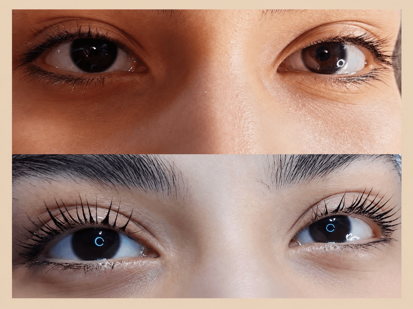 Eyelash treatment before and after at Layers Skin Care by Gia